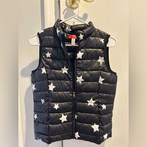 Aqua Girls Black and White Star Lightweight Puffer Vest Size L